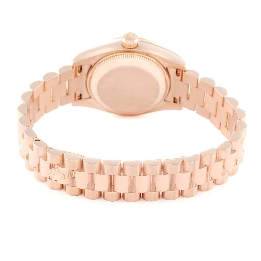 Rolex President Rose Gold Rose Roman Dial Ladies Watch 179175 Box Card For Sale 2