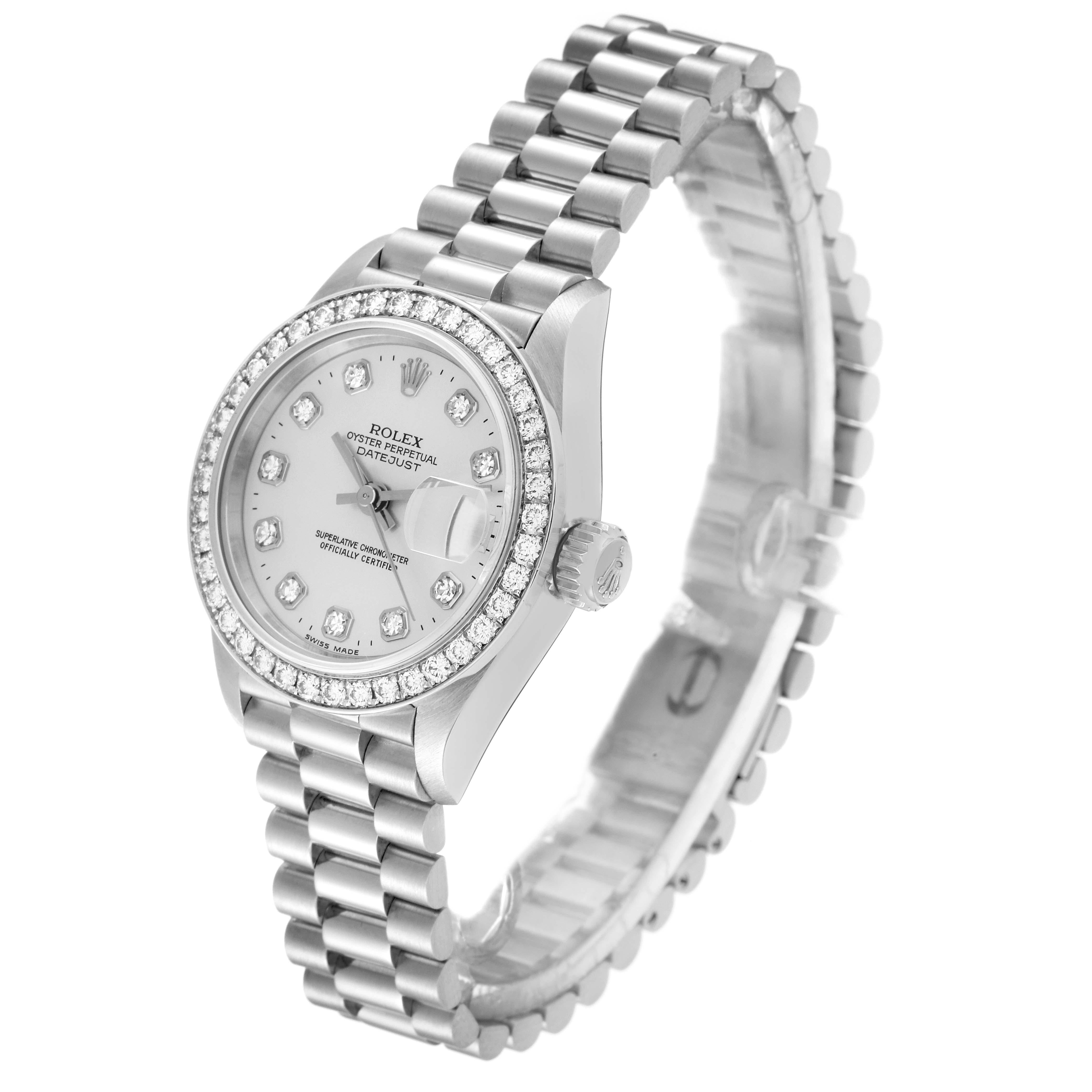 Women's Rolex President Silver Dial Platinum Diamond Ladies Watch 69136 For Sale
