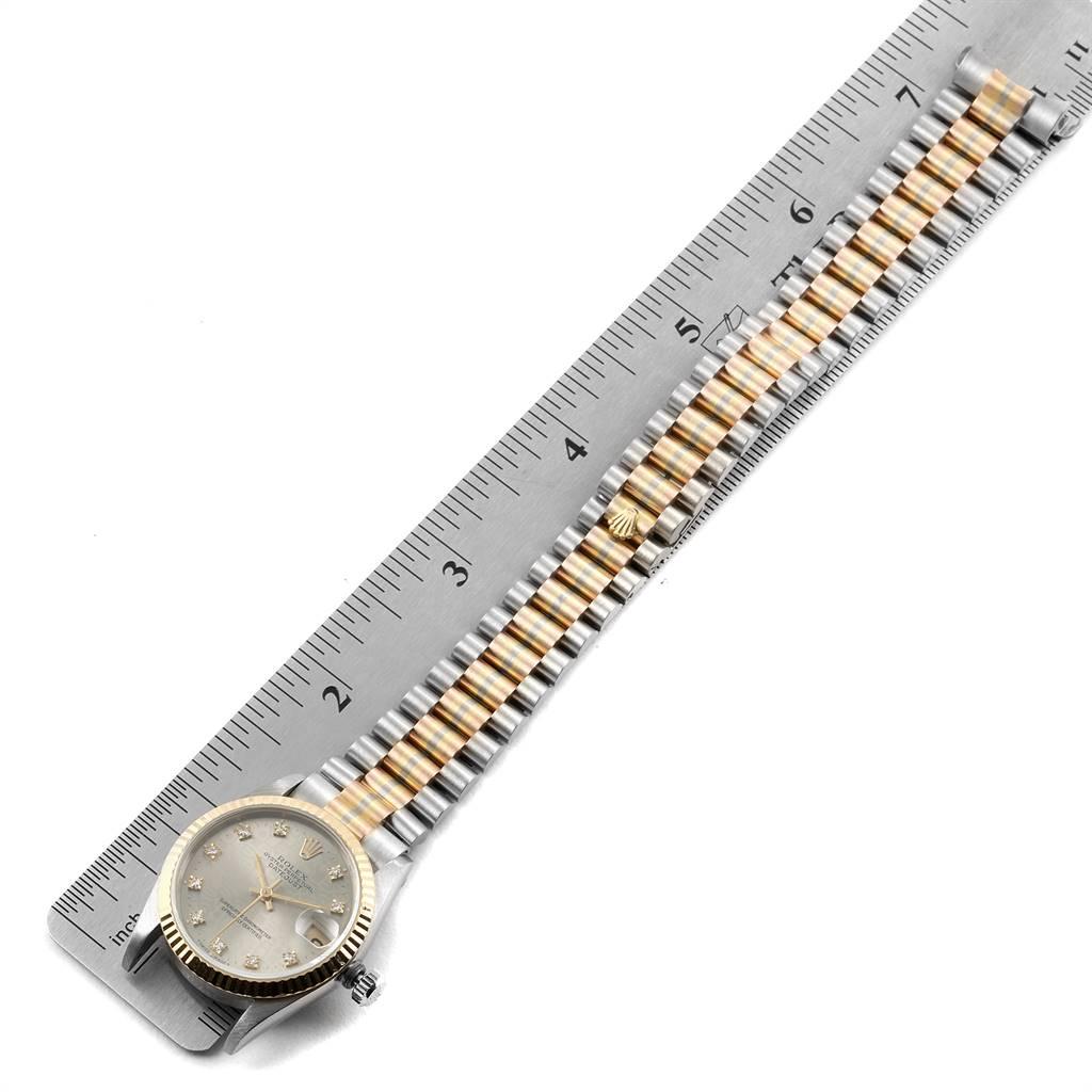 Rolex President Tridor 31 Midsize White Yellow Rose Diamond Watch 68279 3