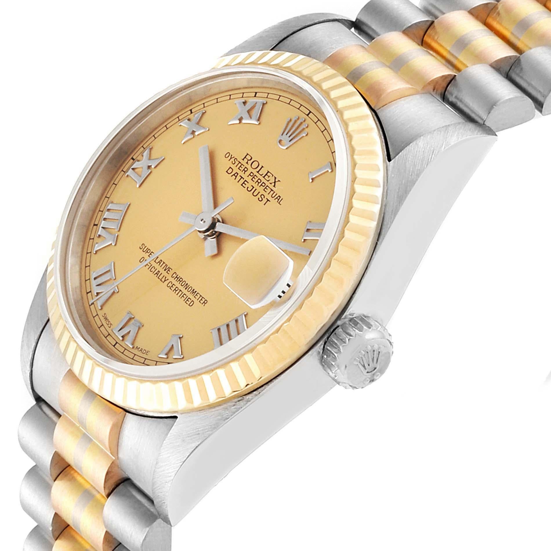 Rolex President Tridor 31 Midsize White Yellow Rose Gold Ladies Watch 78279 1