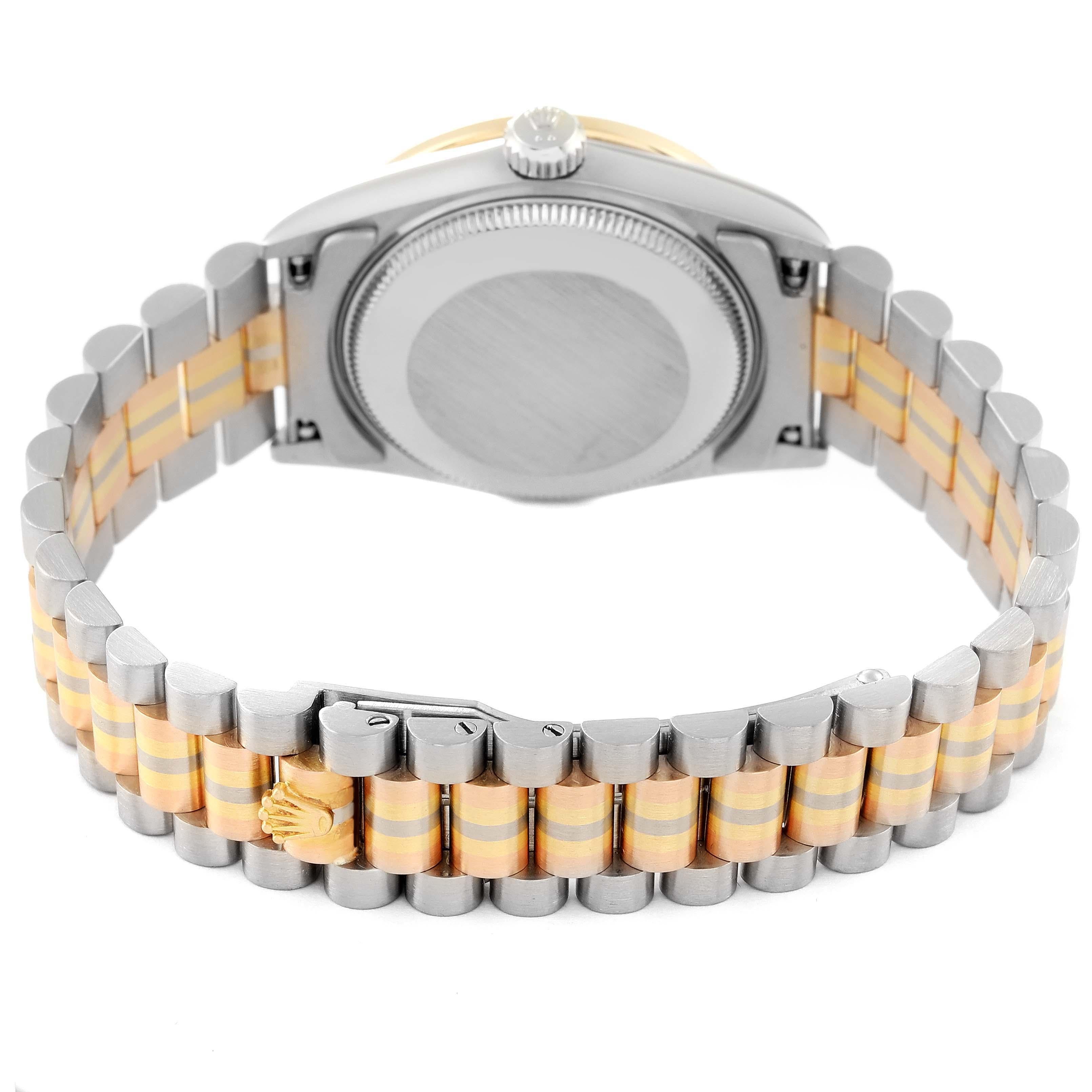 Rolex President Tridor Midsize White Yellow Rose Gold Diamond Ladies Watch 68149 5