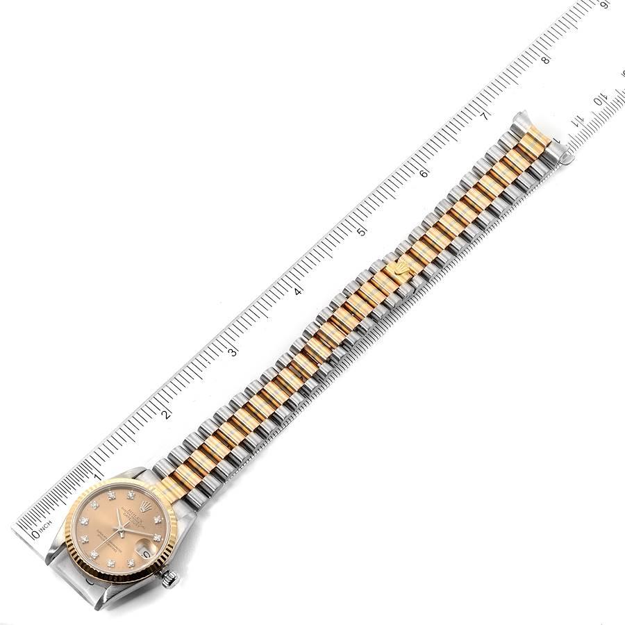 Rolex President Tridor Midsize White Yellow Rose Gold Diamond Ladies Watch 68279 For Sale 6
