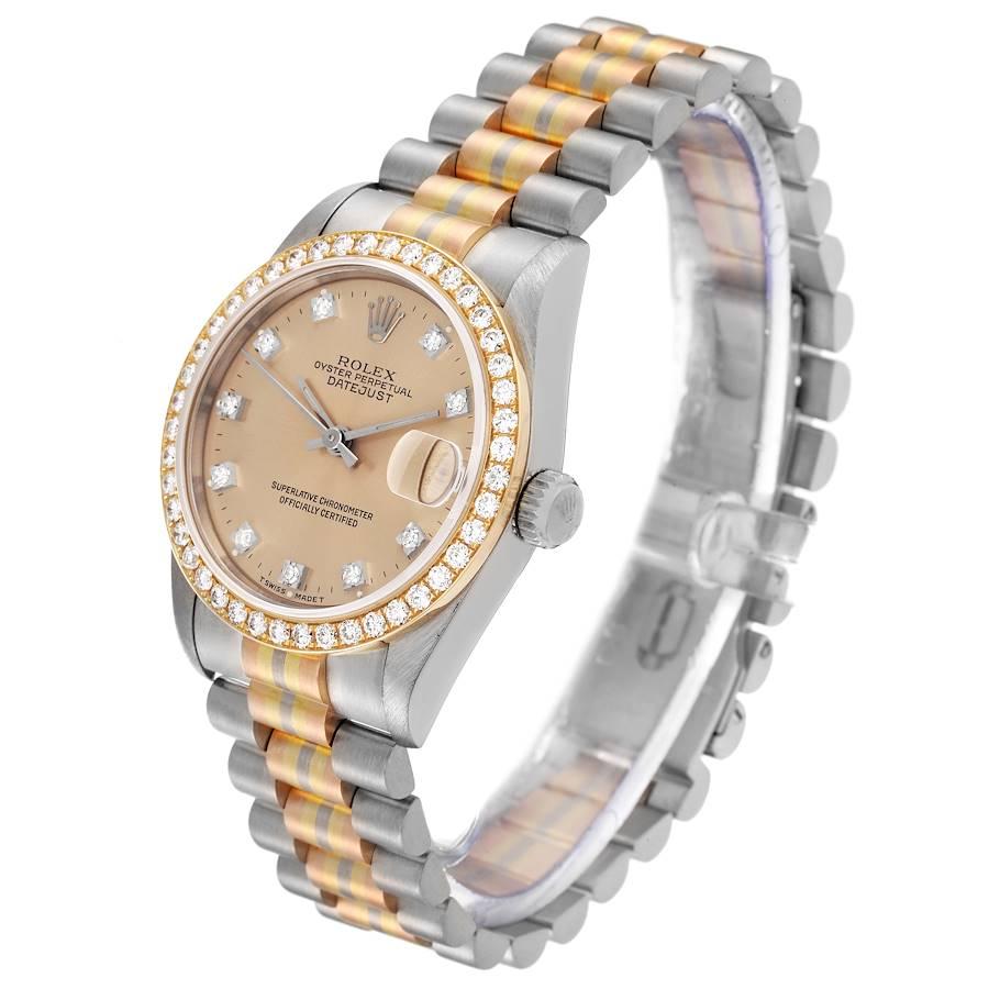 Women's Rolex President Tridor Midsize White Yellow Rose Gold Diamond Ladies Watch 68289