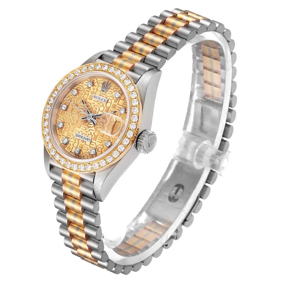 Women's Rolex President Tridor White Yellow Rose Gold Diamond Ladies Watch 69139
