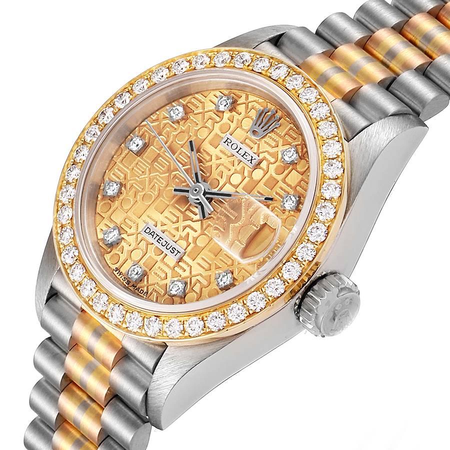 Rolex President Tridor White Yellow Rose Gold Diamond Ladies Watch 69139 1