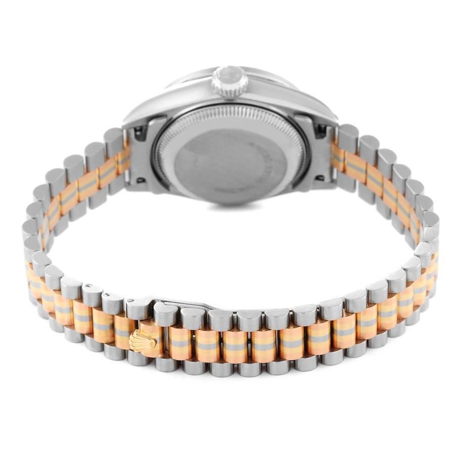 Rolex President Tridor White Yellow Rose Gold Diamond Ladies Watch 69159 2
