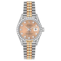 Vintage Rolex President Tridor White Yellow Rose Gold Diamond Ladies Watch 69159