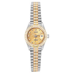 Rolex President Tridor White Yellow Rose Gold Diamond Ladies Watch 69179