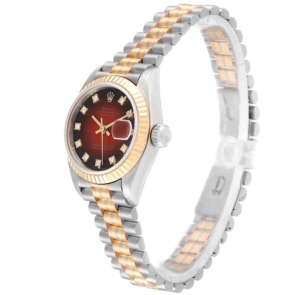 Women's Rolex President Tridor White Yellow Rose Gold Diamond Ladies Watch 69179