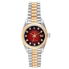 Retro Rolex President Tridor White Yellow Rose Gold Diamond Ladies Watch 69179