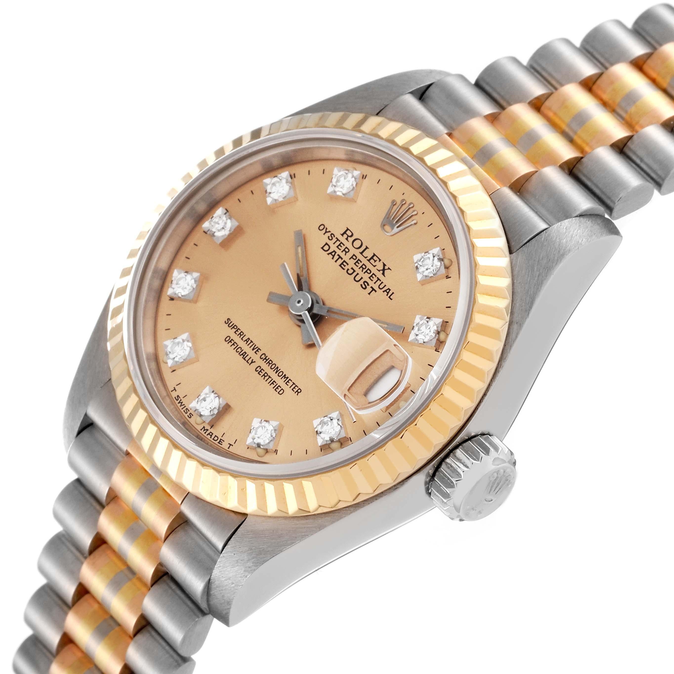 Women's Rolex President Tridor White Yellow Rose Gold Diamond Watch 69179 Box Papers