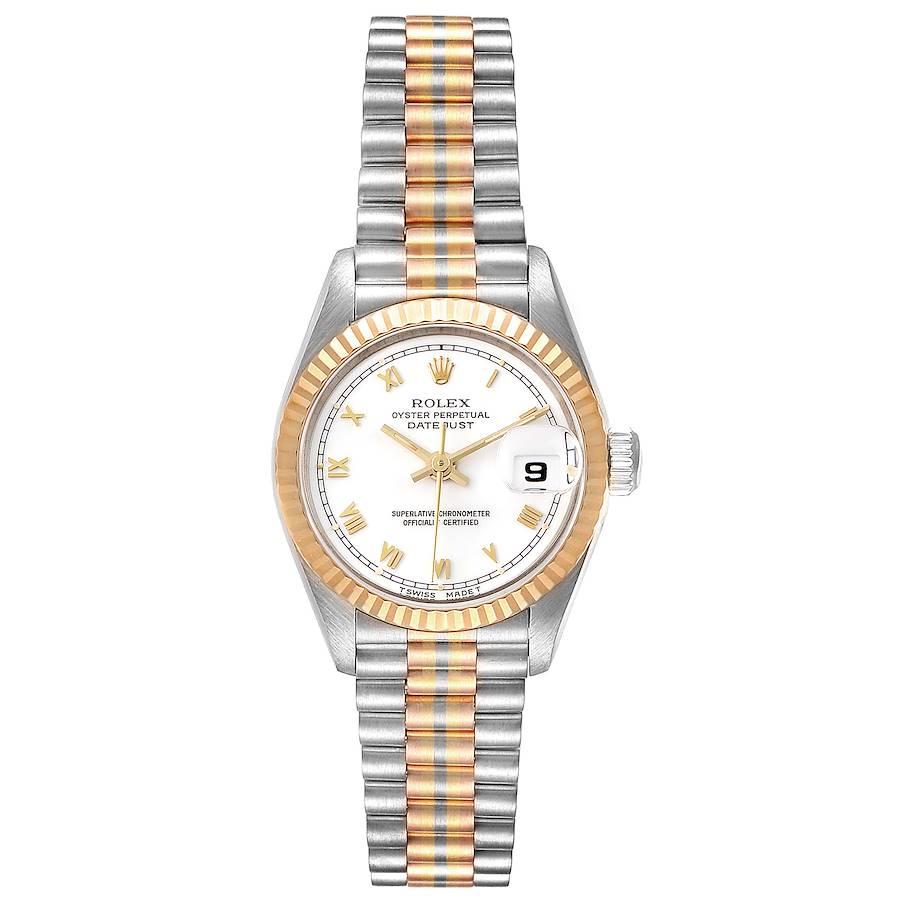 Rolex President Tridor White Yellow Rose Gold Ladies Watch 69179