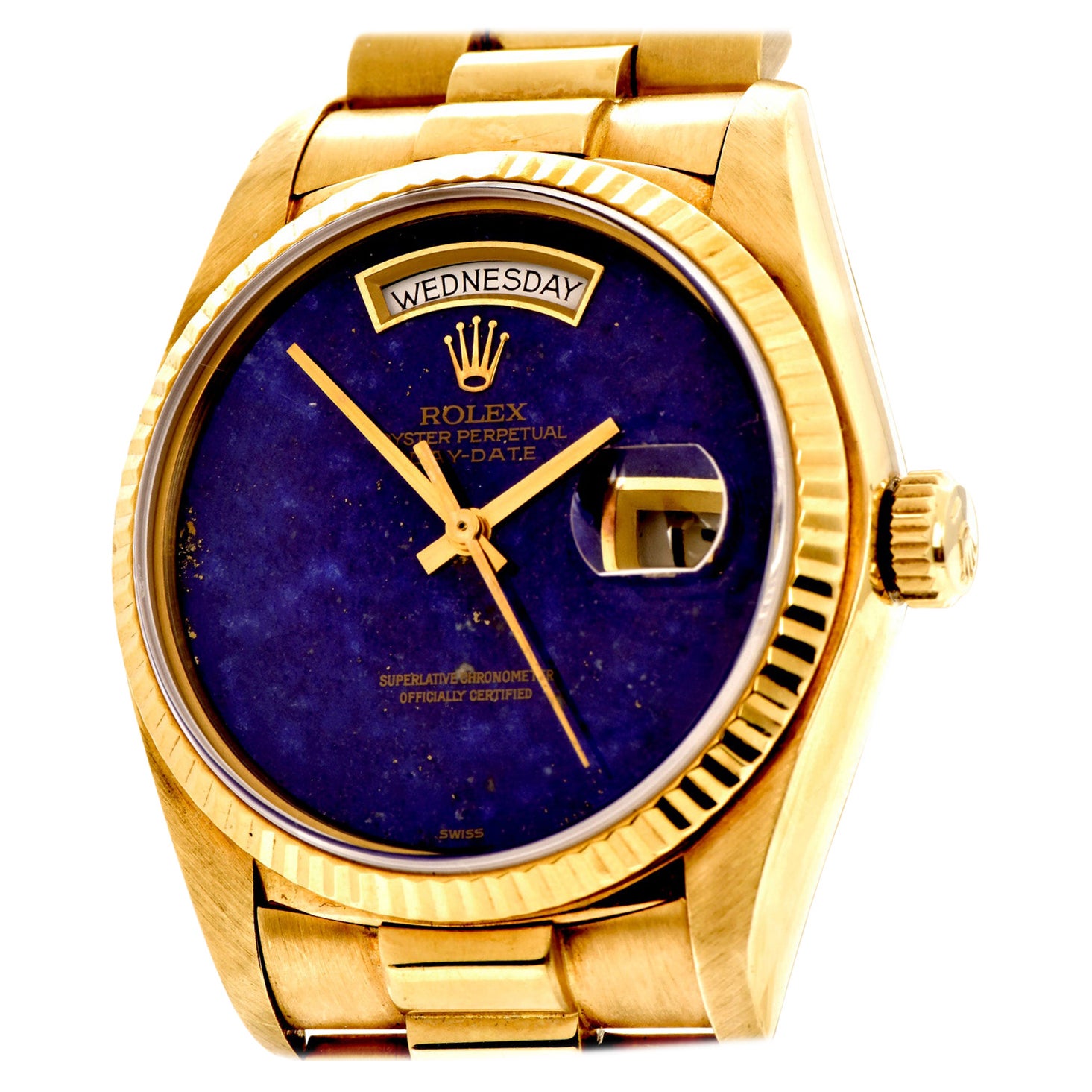 Rolex President Vintage Lapis Dial Gold Day-Date Watch Ref 18038