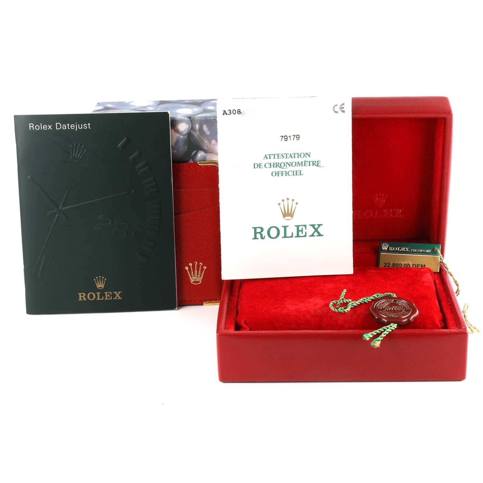 Rolex President White Gold Diamond Dial Ladies Watch 79179 Box Papers 7