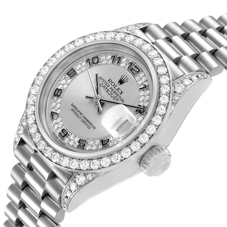 Rolex President White Gold Myriad Diamond Dial Ladies Watch 69159 Box Papers 1