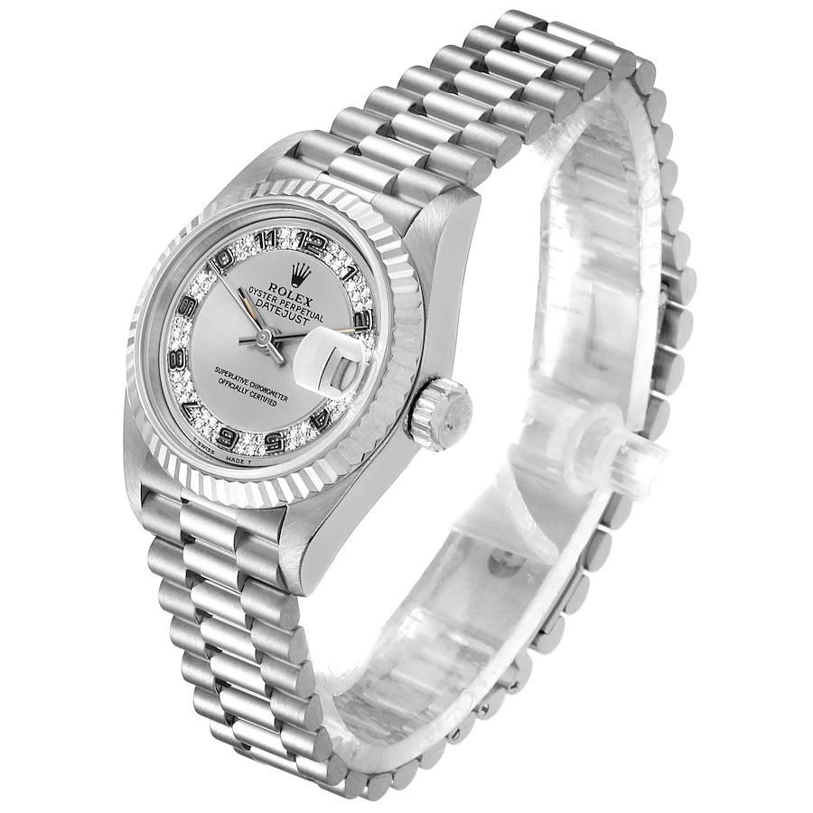 Women's Rolex President White Gold Myriad Diamond Dial Ladies Watch 69179 Box Papers
