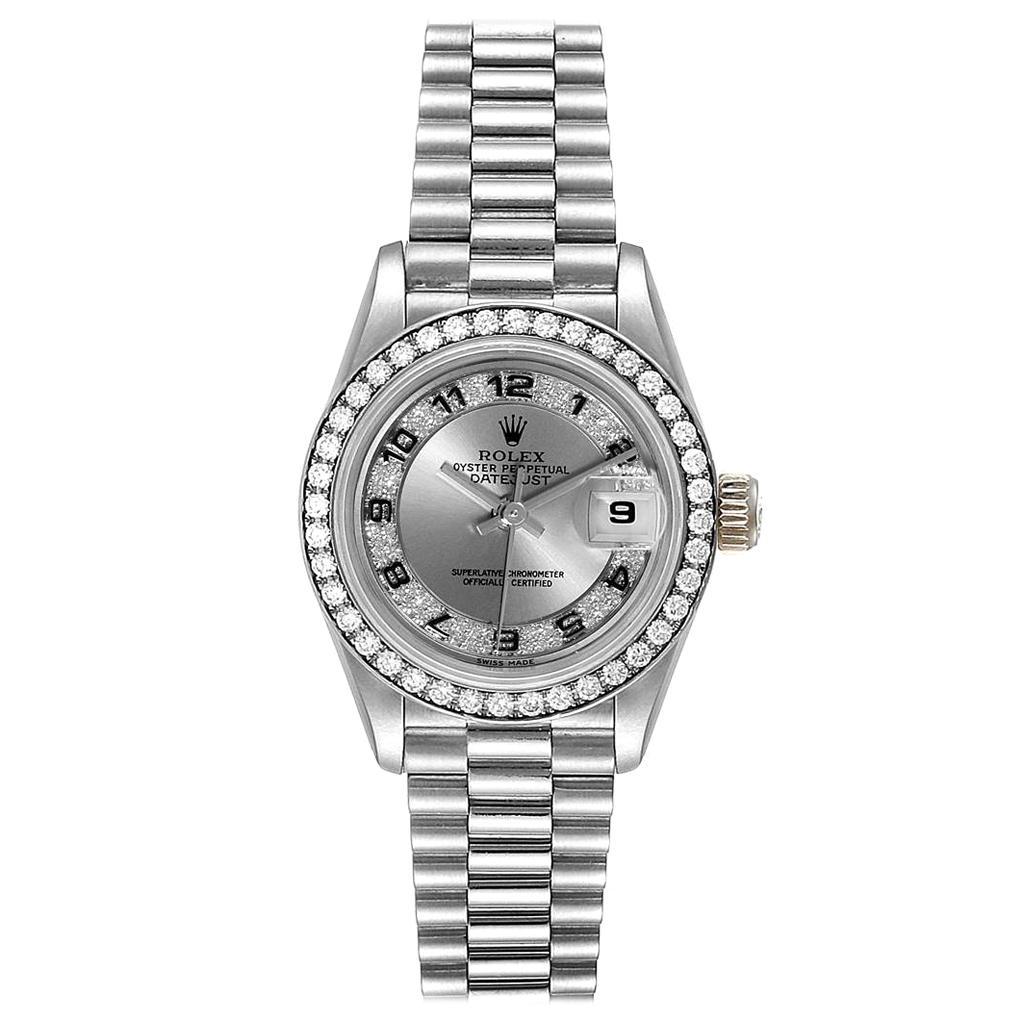 Rolex President White Gold Myriad Diamond Dial Ladies Watch 69179 For Sale