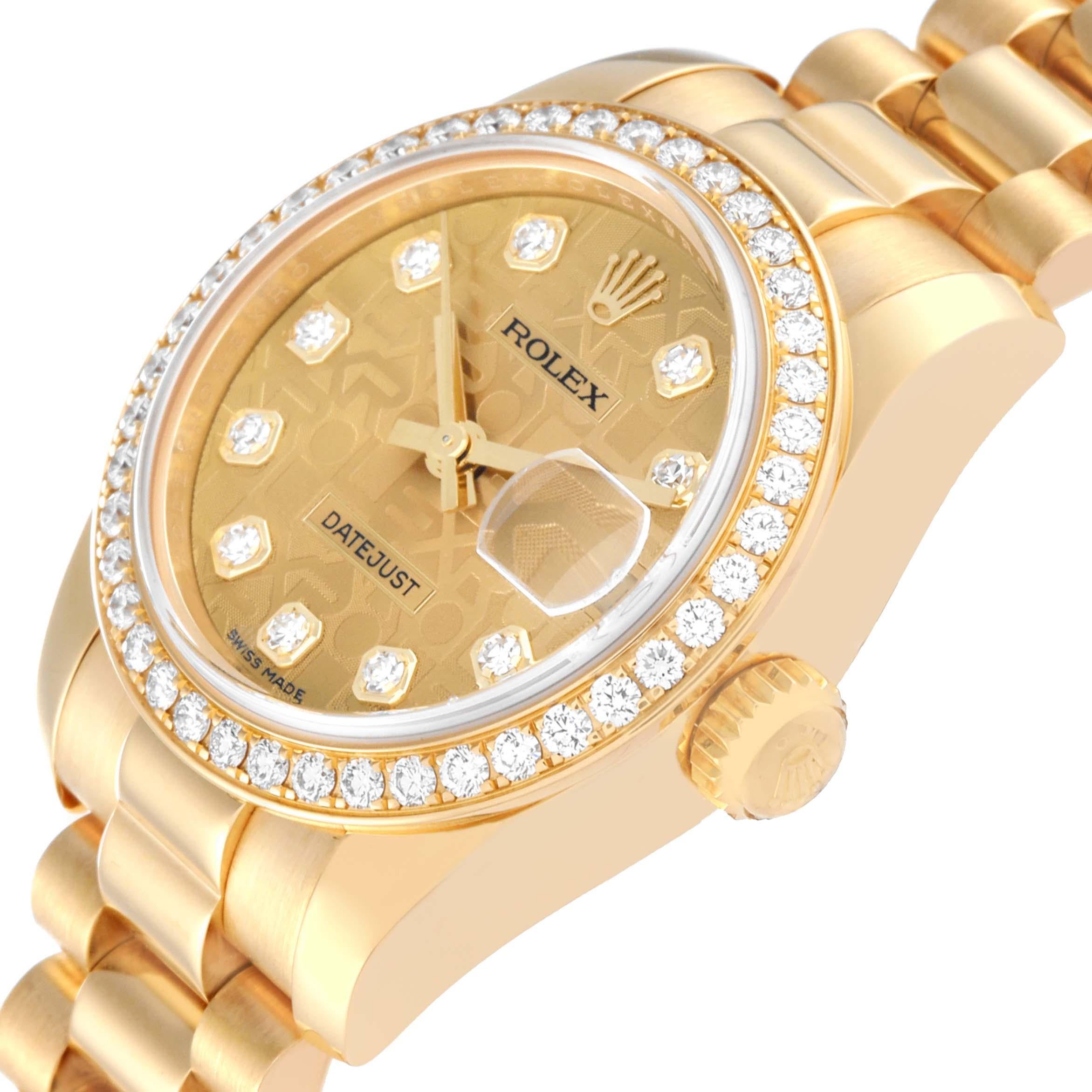 Women's Rolex President Yellow Gold Anniversary Dial Diamond Ladies Watch 179138