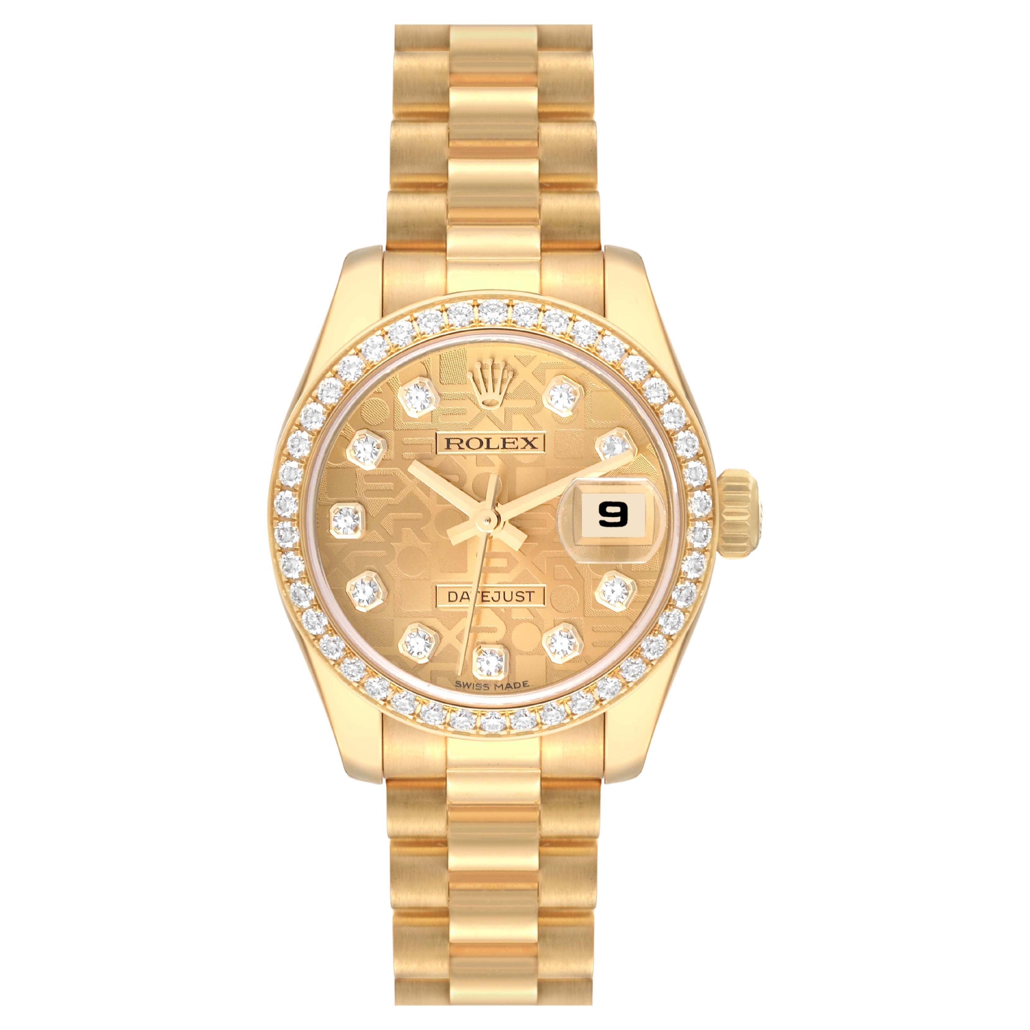 Rolex President Yellow Gold Anniversary Dial Diamond Ladies Watch 179138