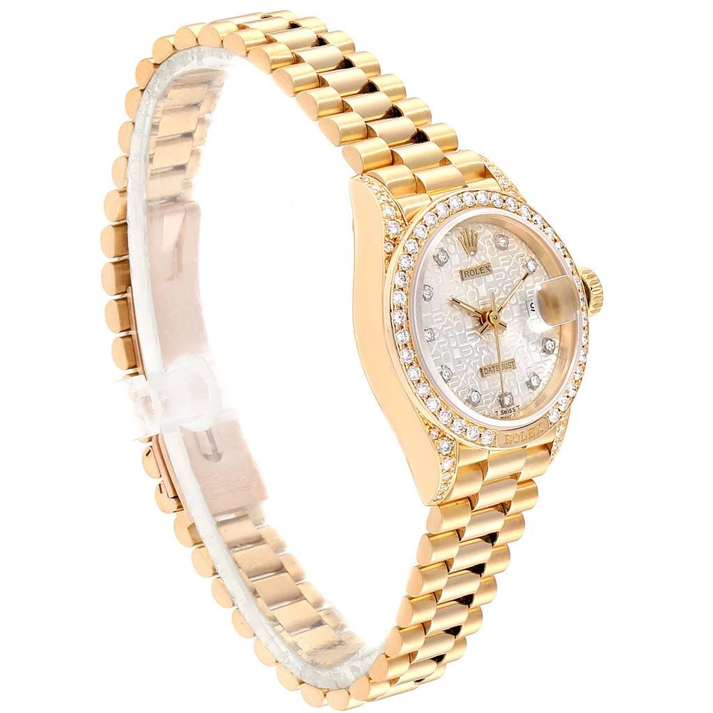 Rolex President Yellow Gold Anniversary Dial Diamond Ladies Watch 69158 In Good Condition For Sale In Atlanta, GA