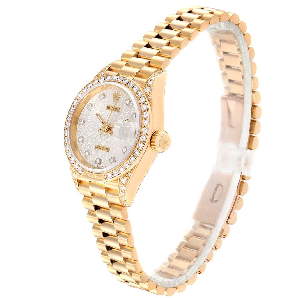 Women's Rolex President Yellow Gold Anniversary Dial Diamond Ladies Watch 69158 For Sale