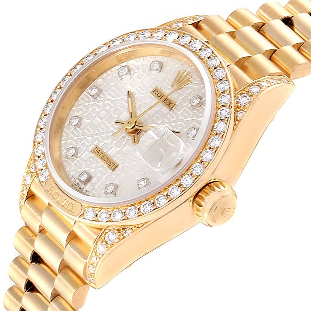 Rolex President Yellow Gold Anniversary Dial Diamond Ladies Watch 69158 For Sale 1