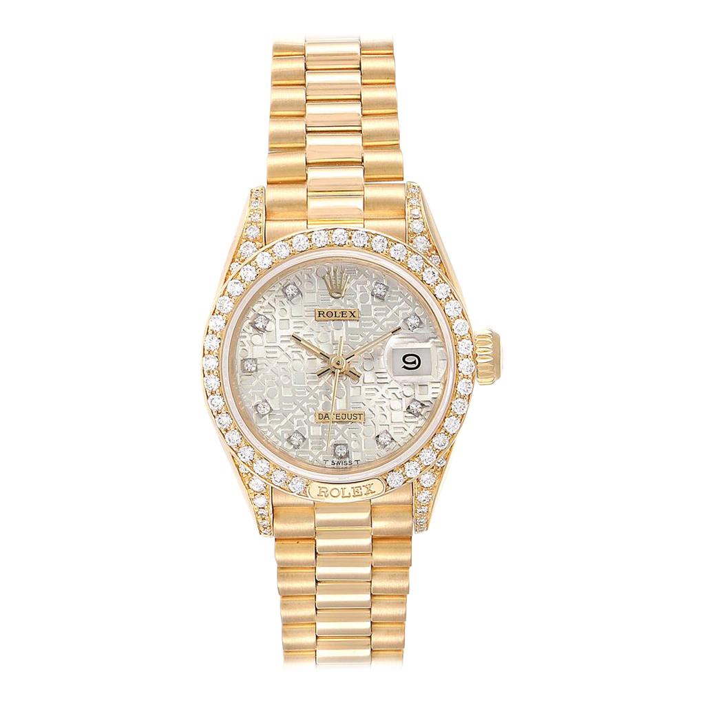 Rolex President Yellow Gold Anniversary Dial Diamond Ladies Watch 69158 For Sale