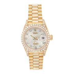 Rolex President Yellow Gold Anniversary Dial Diamond Ladies Watch 69158