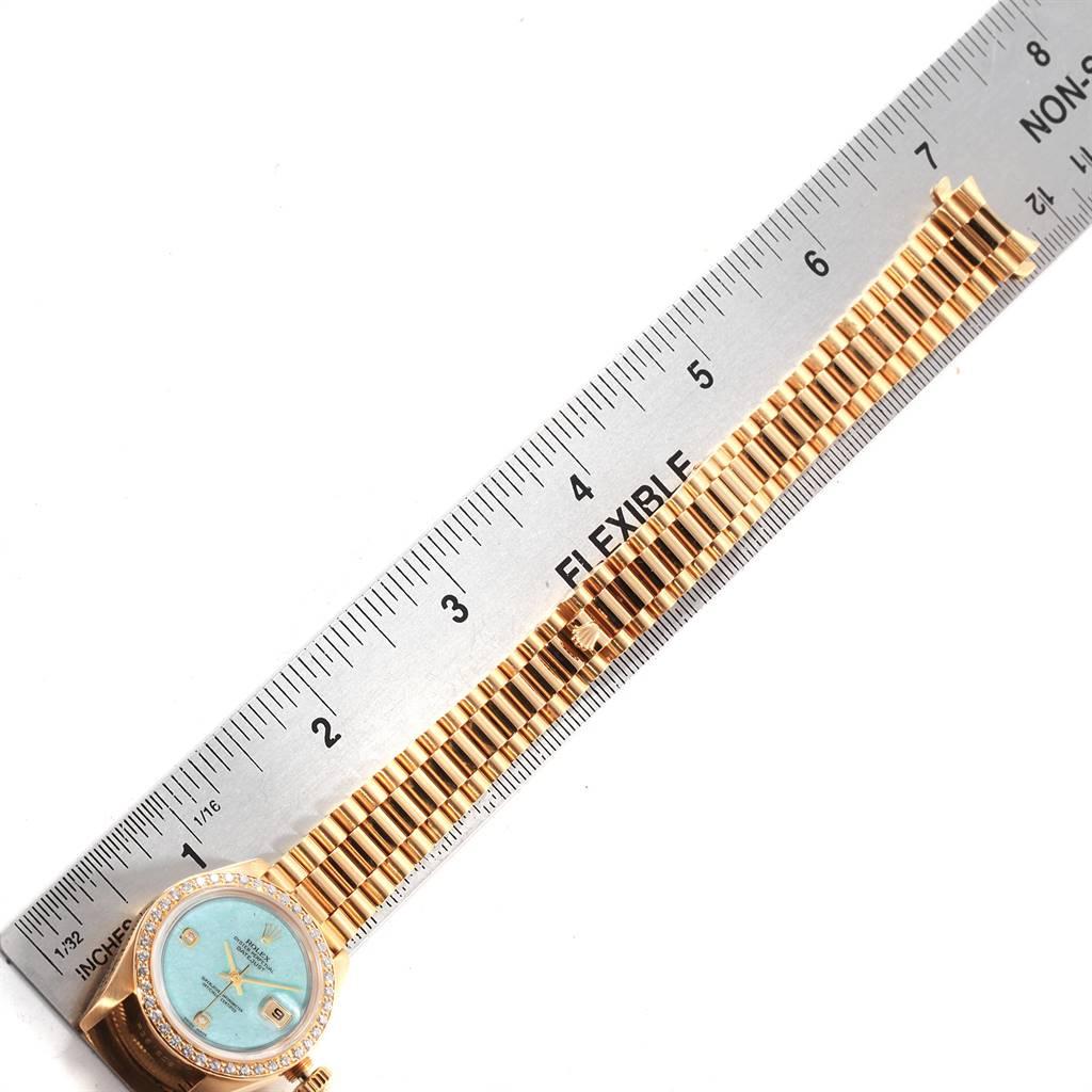Rolex President Yellow Gold Blue Jadeite Diamond Ladies Watch 69178 5