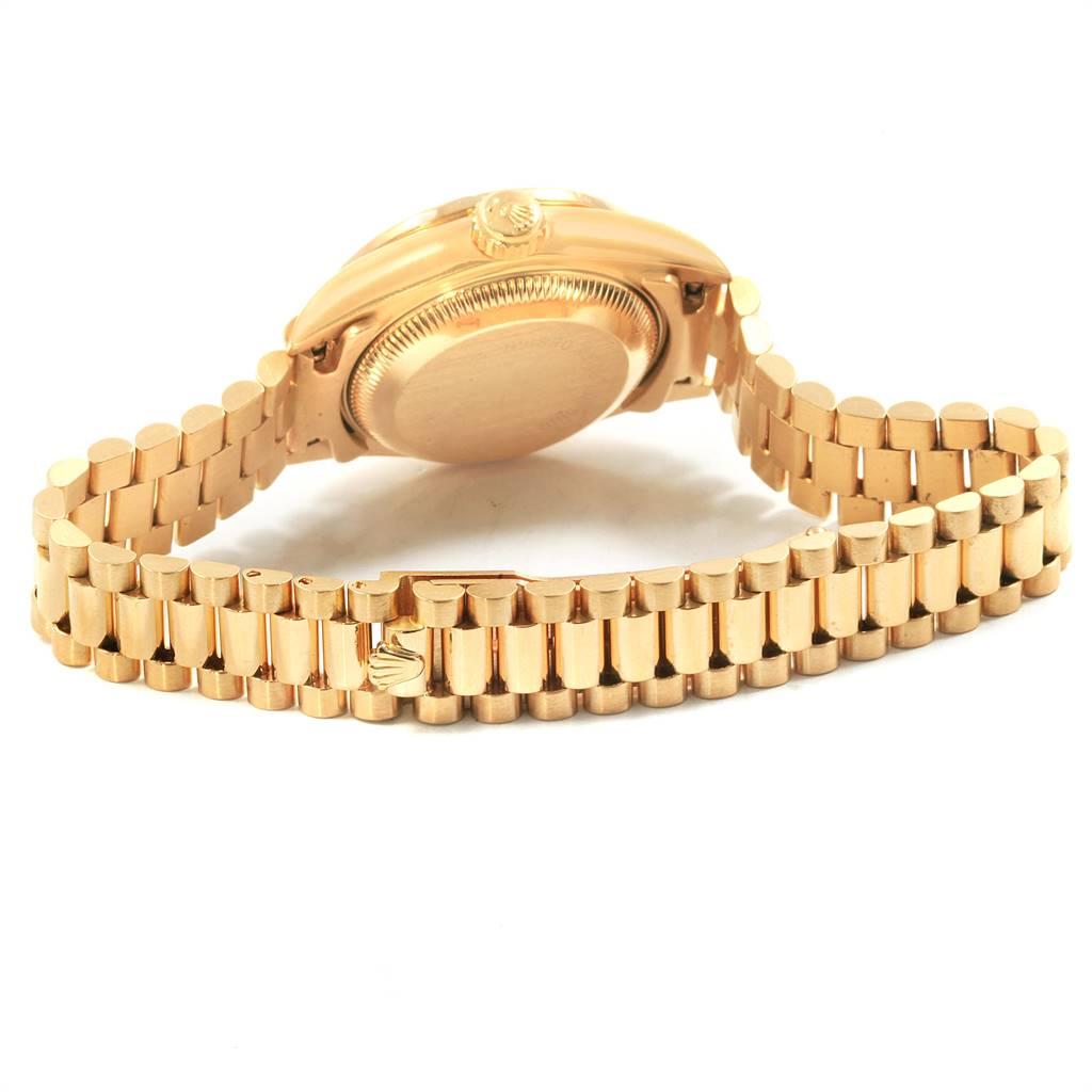 Rolex President Yellow Gold Blue Jadeite Diamond Ladies Watch 69178 4