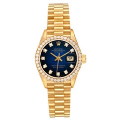Rolex President Oro Giallo Blue Vignette Diamond Orologio da donna 69138