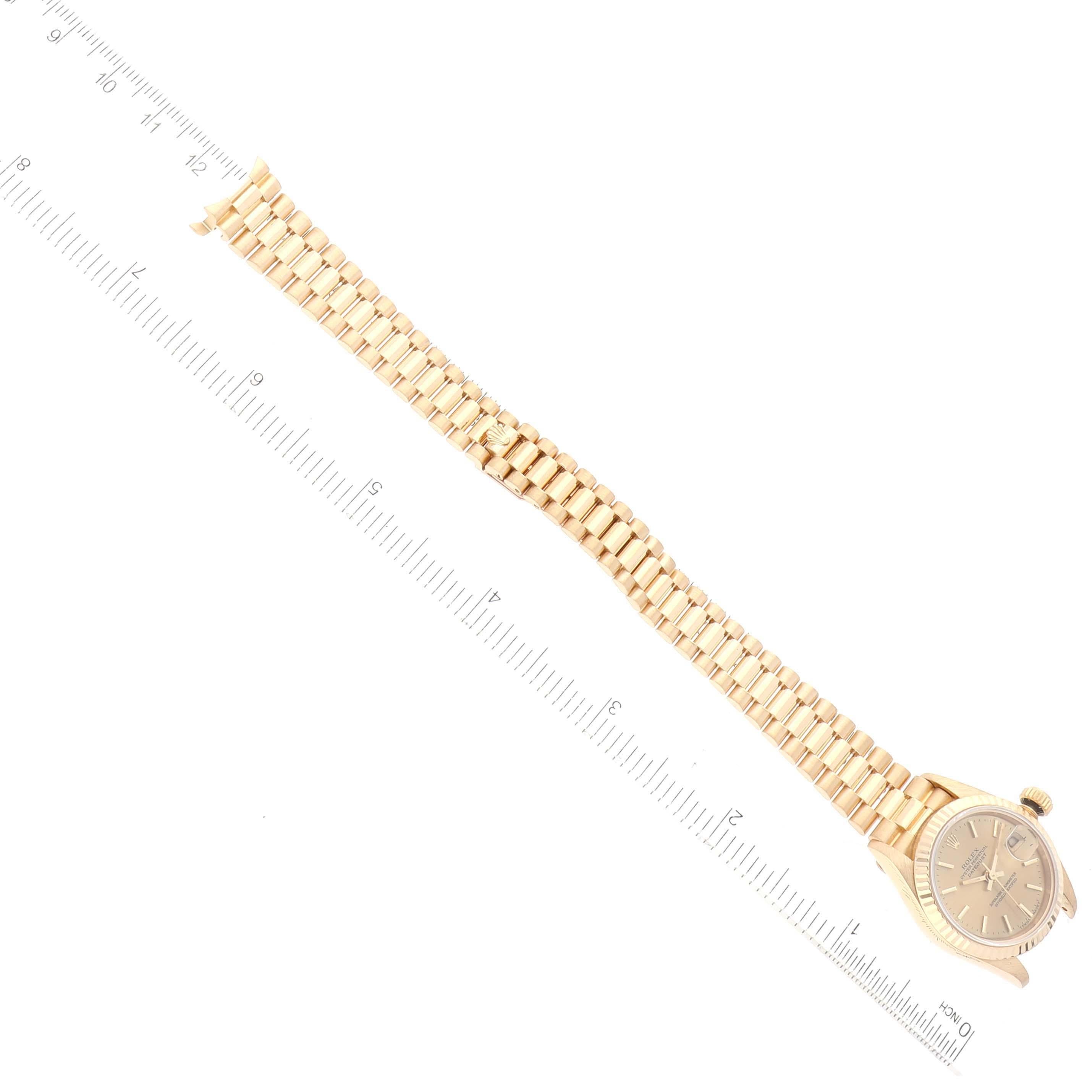 Rolex President Oro Amarillo Esfera Champán Reloj Señora 69178 Caja Papeles 3