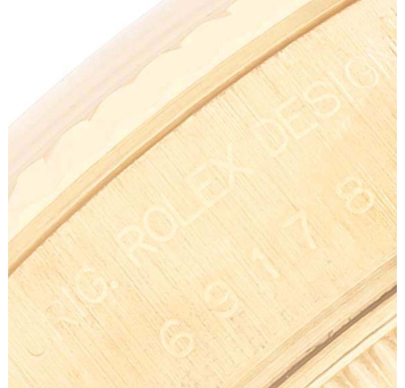 Rolex President Oro Amarillo Esfera Champán Reloj Señora 69178 Caja Papeles en Excelente Estado en Atlanta, GA