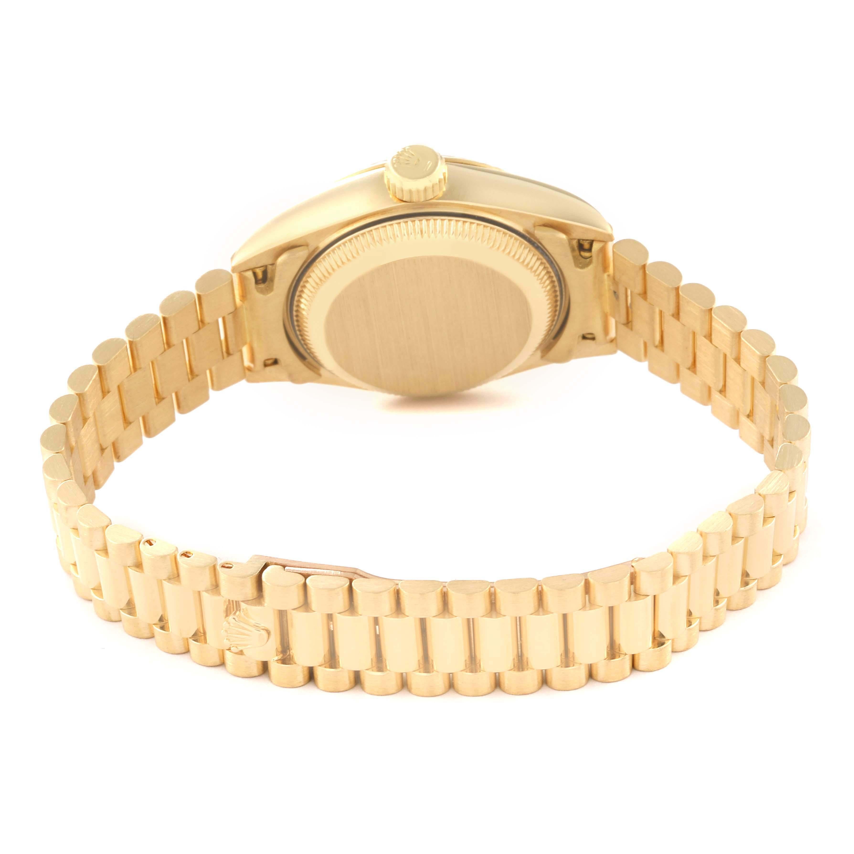 Rolex President Oro Amarillo Esfera Champán Reloj Señora 69178 Caja Papeles 1