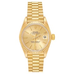 Rolex President Yellow Gold Champagne Dial Ladies Watch 69178 Box Papers