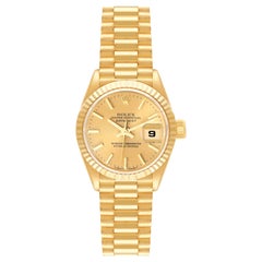 Rolex President Yellow Gold Champagne Dial Ladies Watch 69178 Box Papers