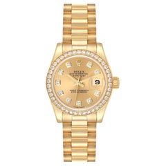 Rolex President Yellow Gold Diamond Dial Bezel Ladies Watch 179138