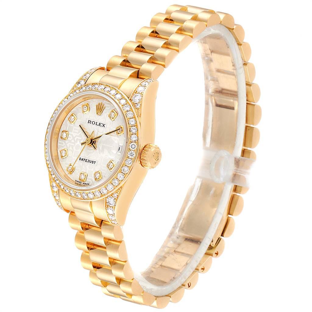 Rolex President Yellow Gold Diamond Dial Bezel Lugs Ladies Watch 179158 In Excellent Condition In Atlanta, GA