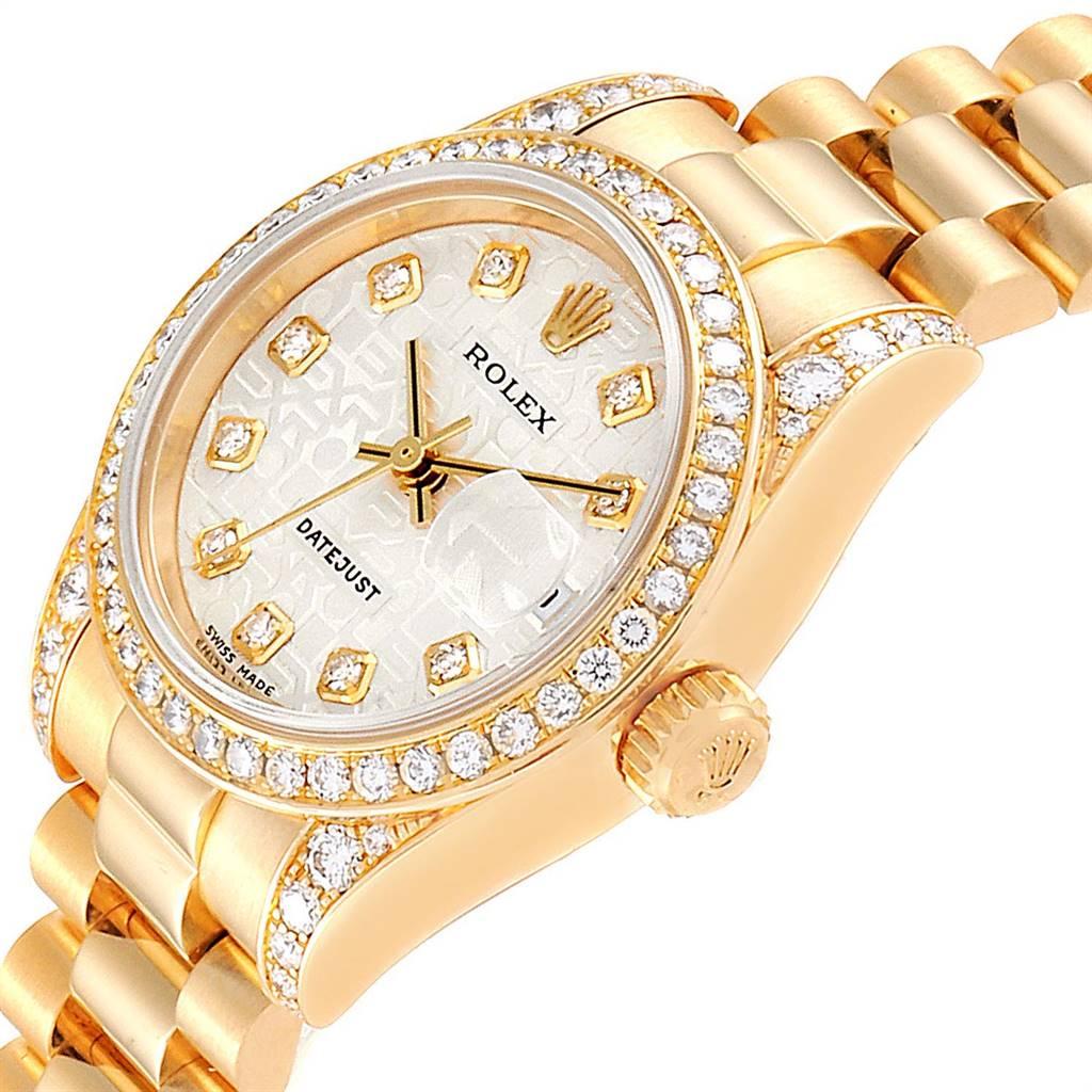 Women's Rolex President Yellow Gold Diamond Dial Bezel Lugs Ladies Watch 179158