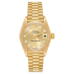 Rolex President Yellow Gold Diamond Dial Ladies Watch 69178 Box Papers