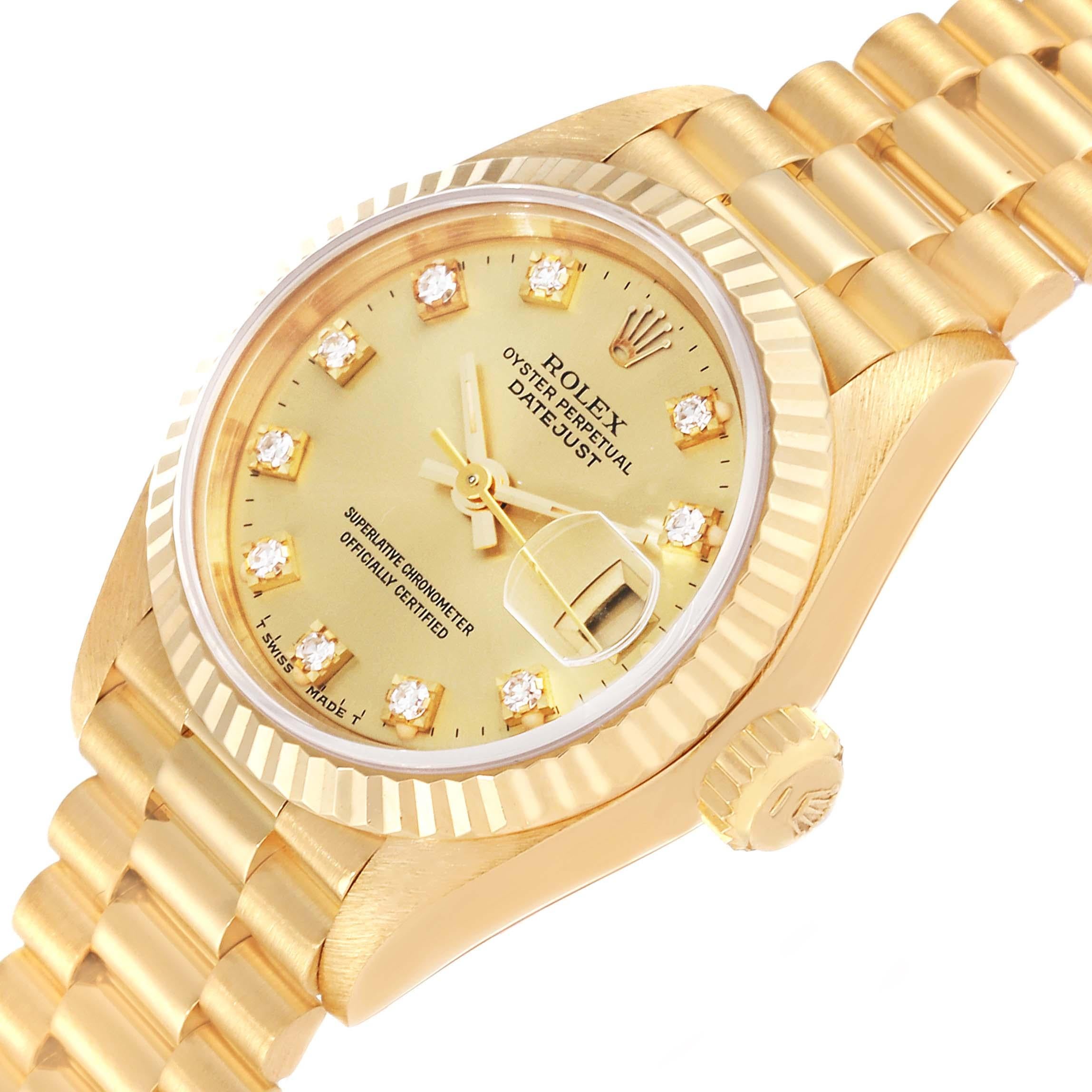 Women's Rolex President Yellow Gold Diamond Dial Ladies Watch 69178