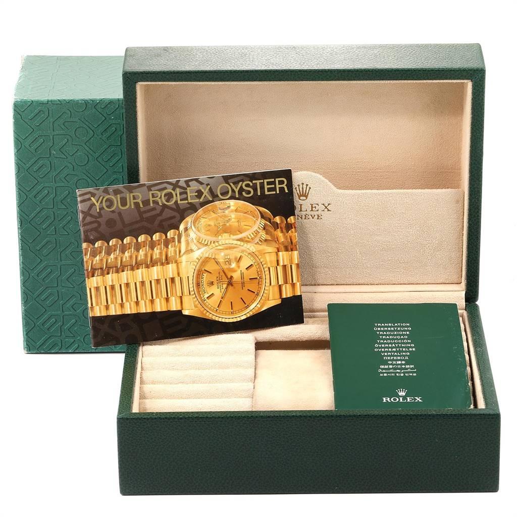 Rolex President Yellow Gold Diamond Wooden Dial Watch 18108 For Sale 7