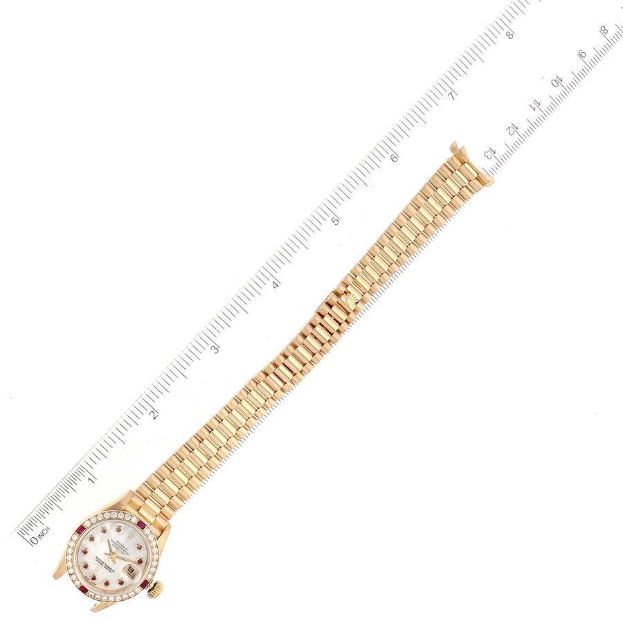 Rolex President Gelbgold MOP Zifferblatt Diamant-Rubin-Damenuhr 69068 im Angebot 7