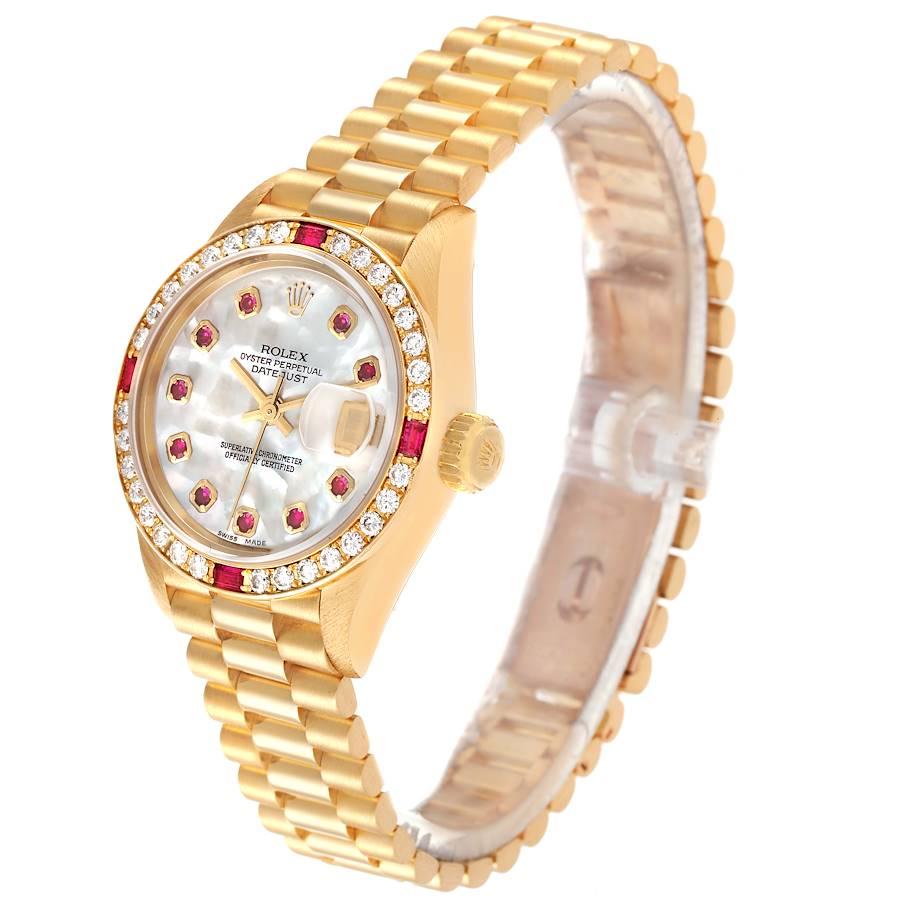 Rolex President Gelbgold MOP Zifferblatt Diamant-Rubin-Damenuhr 69068 im Angebot 1