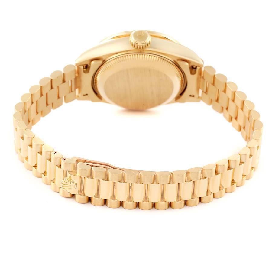 Rolex President Gelbgold MOP Zifferblatt Diamant-Rubin-Damenuhr 69068 im Angebot 6