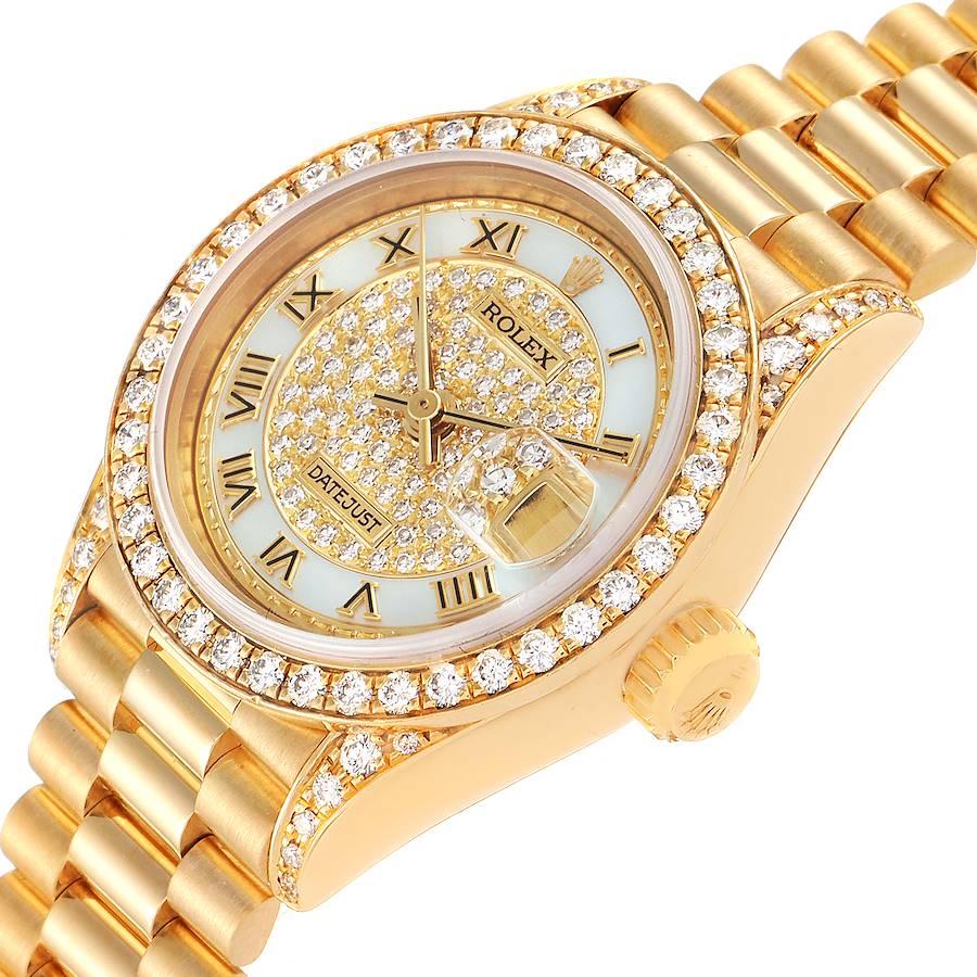 Rolex President Yellow Gold MOP Diamond Ladies Watch 69158 Box Papers 1