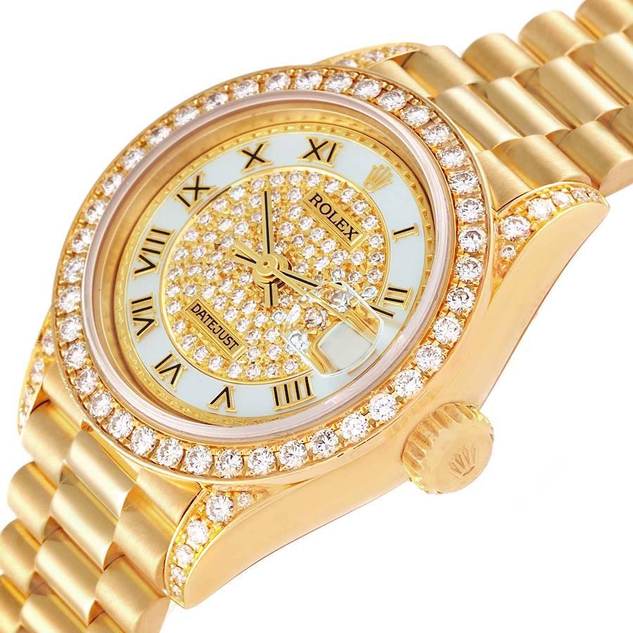 Rolex President Yellow Gold MOP Diamond Ladies Watch 69158 For Sale 1