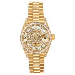 Rolex President Yellow Gold MOP Diamond Ladies Watch 69158