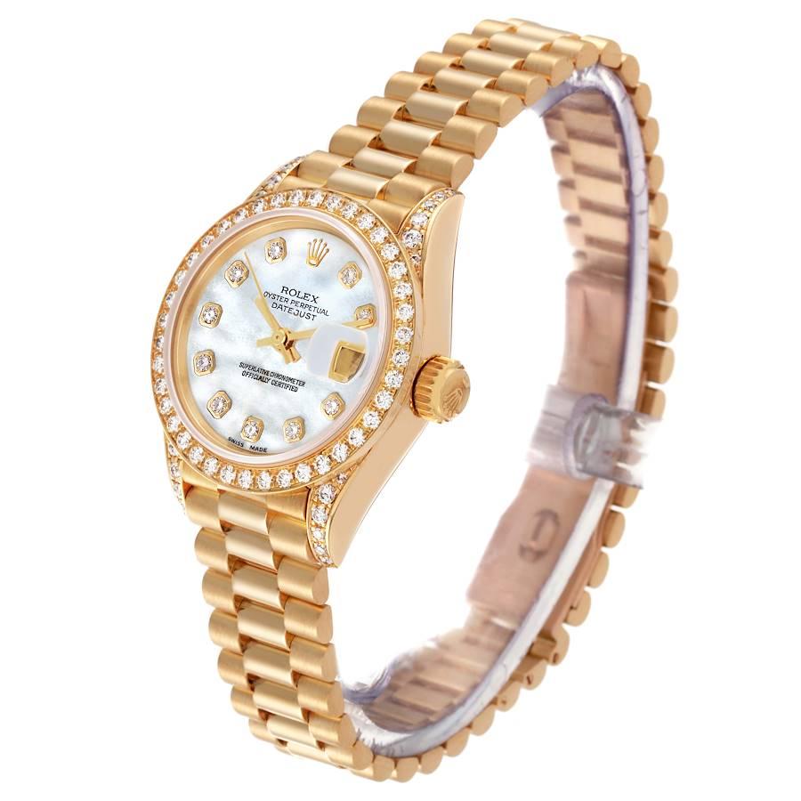 Women's Rolex President Yellow Gold Mother of Pearl Diamond Ladies Watch 69158