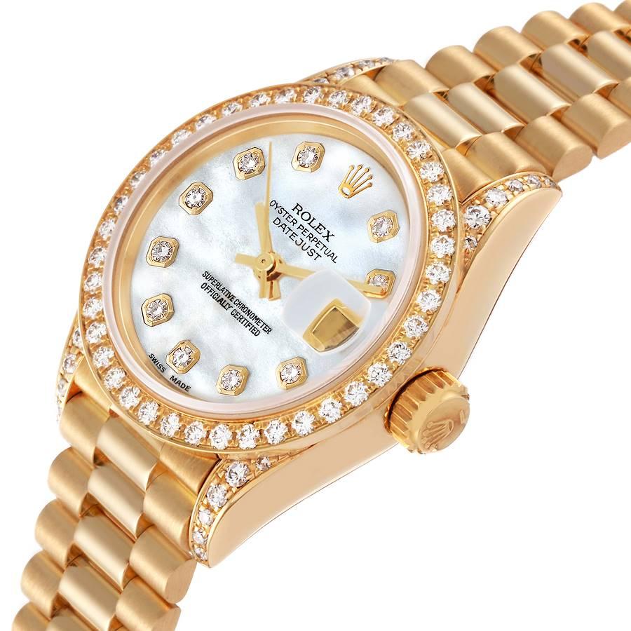Rolex President Yellow Gold Mother of Pearl Diamond Ladies Watch 69158 1